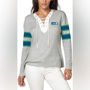 Junk Food Women’s NFL Seattle Seahawks Thermal Lace Up Shirt- Small